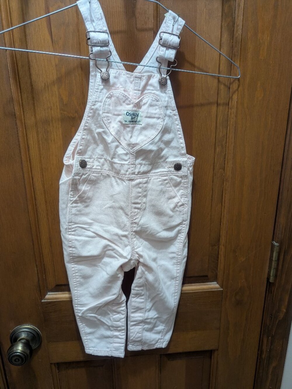 Toddler Girl pink overalls, size 18 months